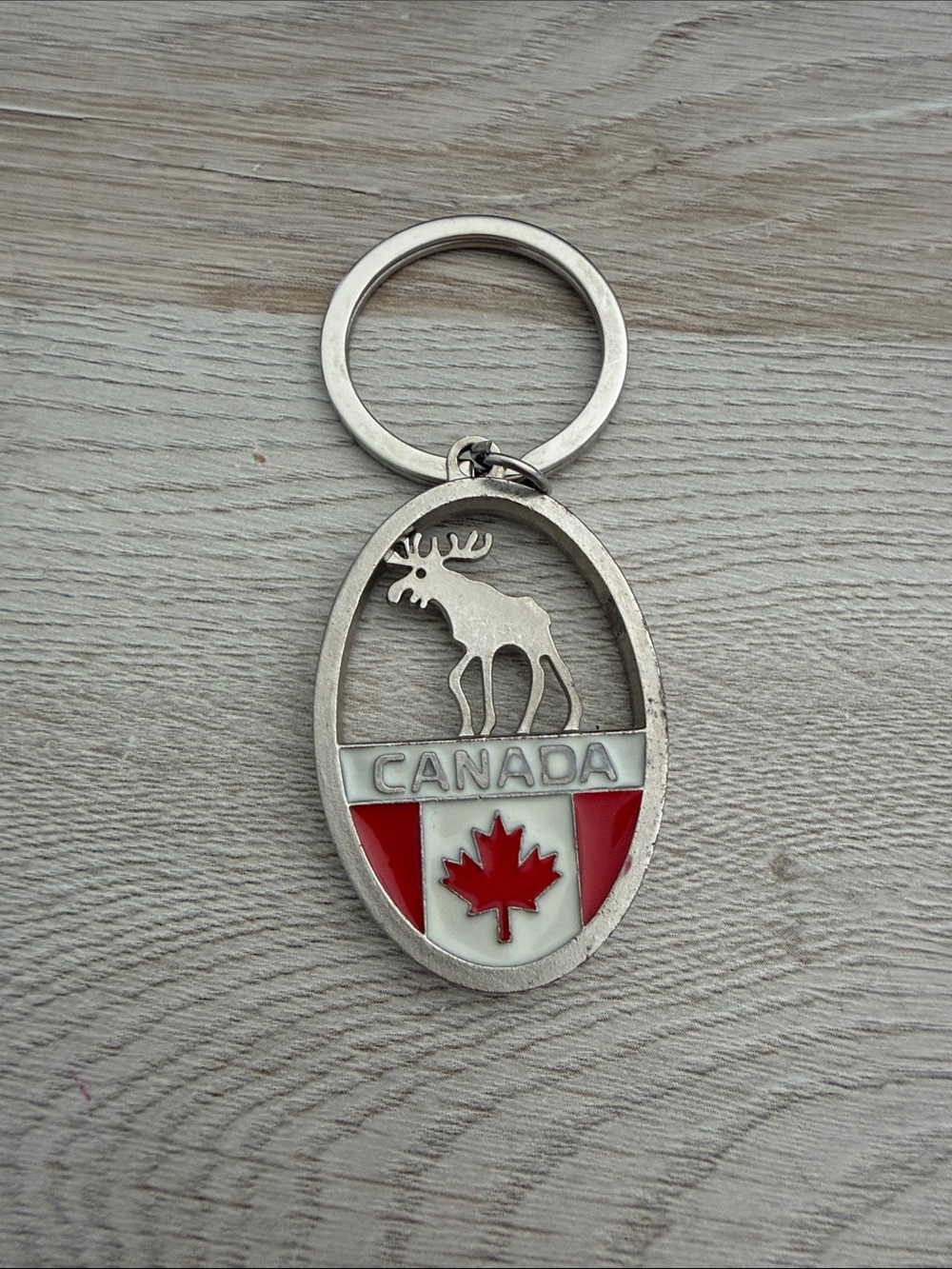 Canada Moose Keychain with Red Maple Leaf